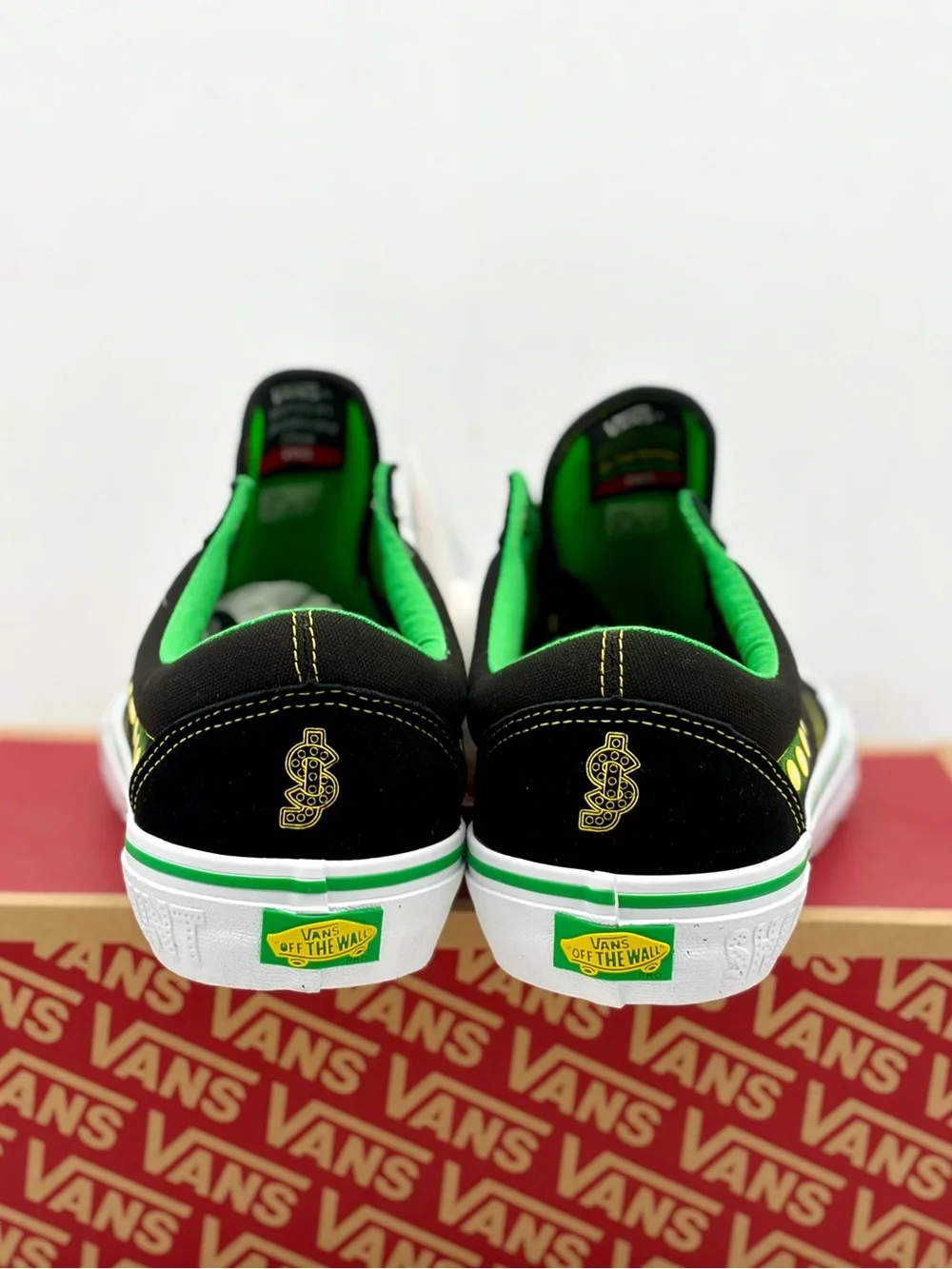 Vans Black & Neon Green Old Skool Pro Sneakers